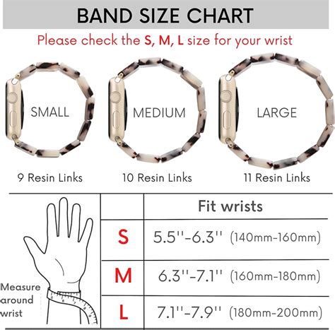 apple watch wrist size chart.